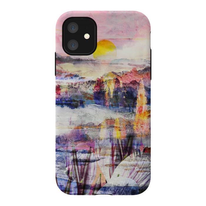 iPhone 11 StrongFit Colorful painted sunset landscape by Oana 
