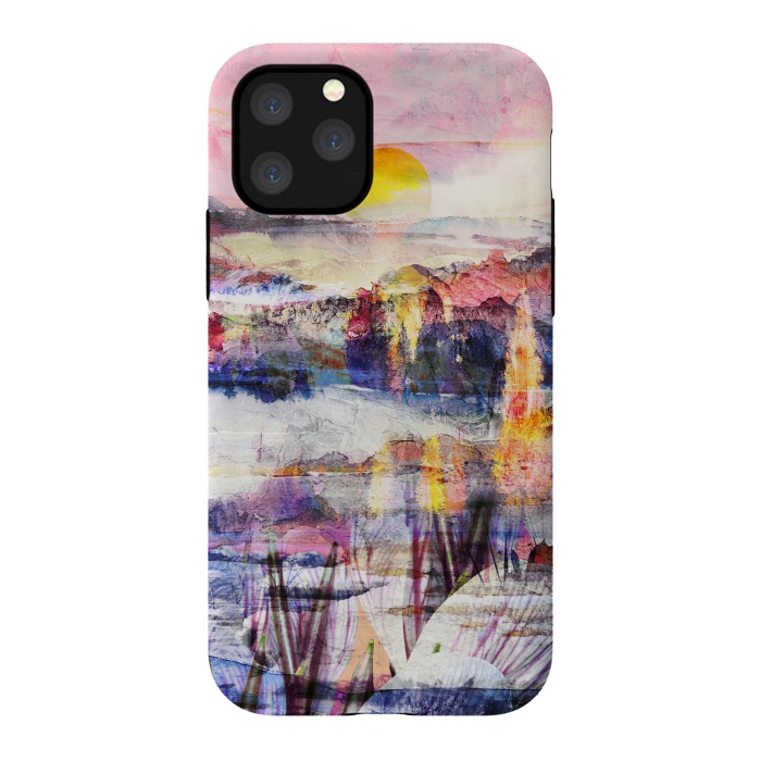 iPhone 11 Pro StrongFit Colorful painted sunset landscape by Oana 