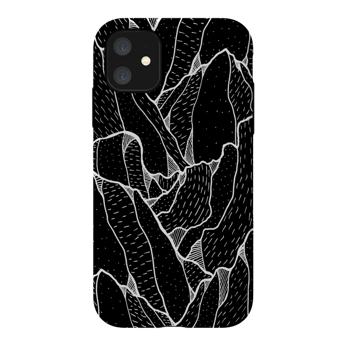 iPhone 11 StrongFit Black and white pattern hills by Steve Wade (Swade)