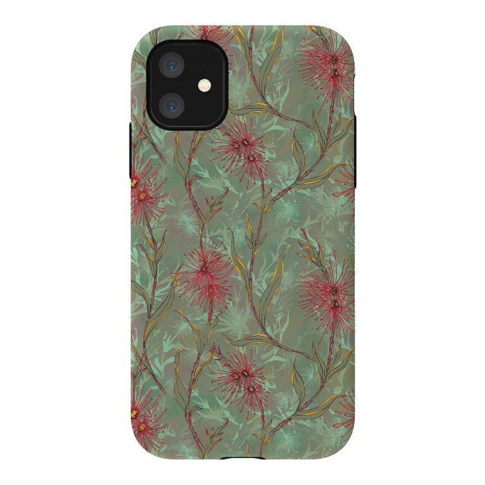 iPhone 11 StrongFit Red Gum Flower by Lotti Brown