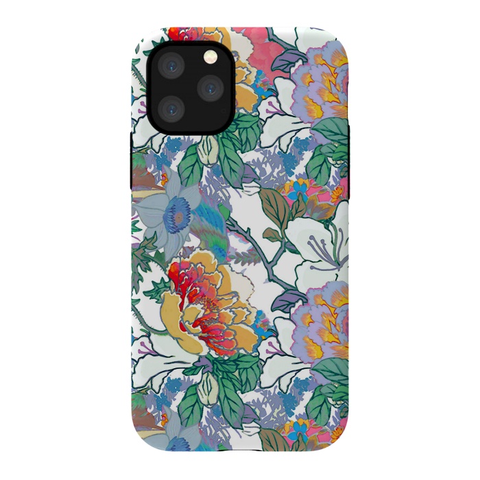 iPhone 11 Pro StrongFit Colorful line art flowers pattern by Oana 
