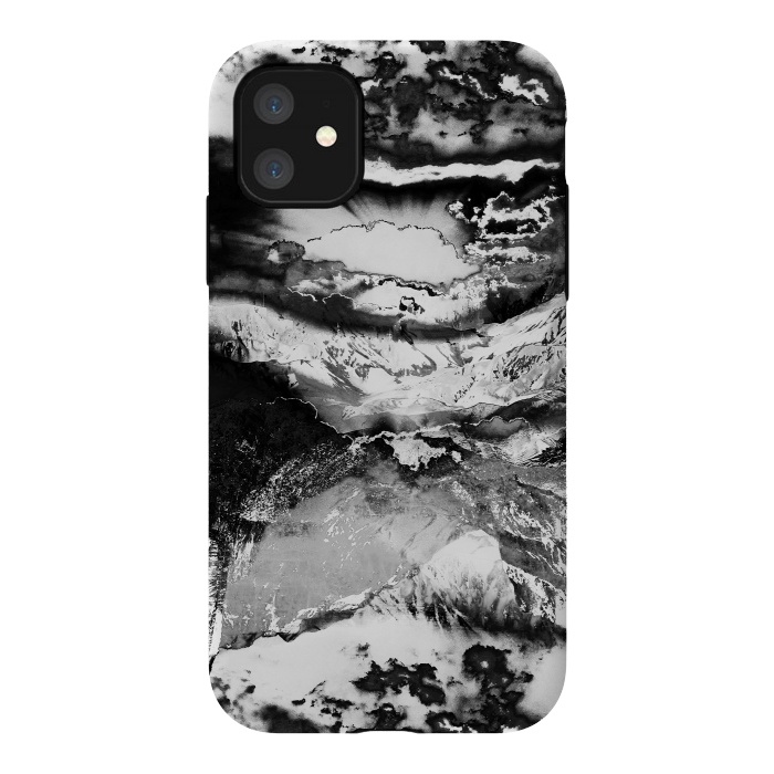 iPhone 11 StrongFit Black and white mountain landscape at dawn  by Oana 