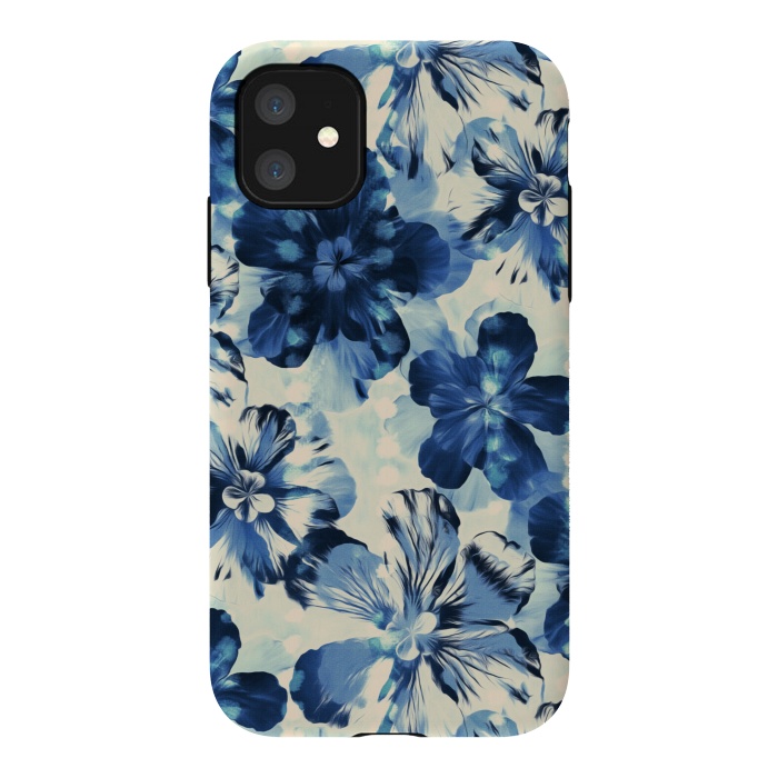 iPhone 11 StrongFit Indigo Blue Floral by Micklyn Le Feuvre