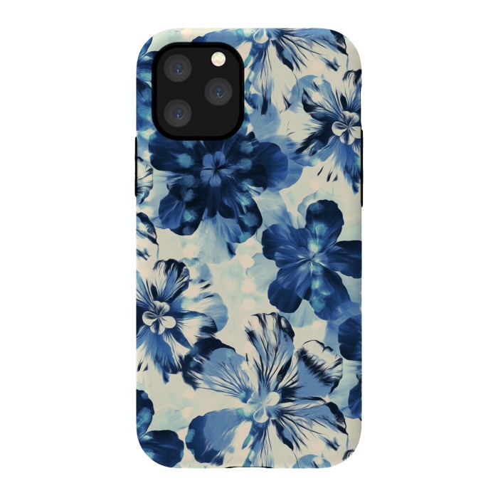 iPhone 11 Pro StrongFit Indigo Blue Floral by Micklyn Le Feuvre