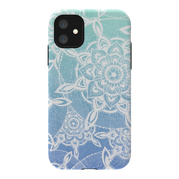 iPhone 11 StrongFit Blue Mandala Fade by Rose Halsey