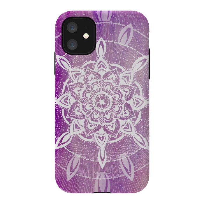 iPhone 11 StrongFit Purple galaxy mandala by Rose Halsey