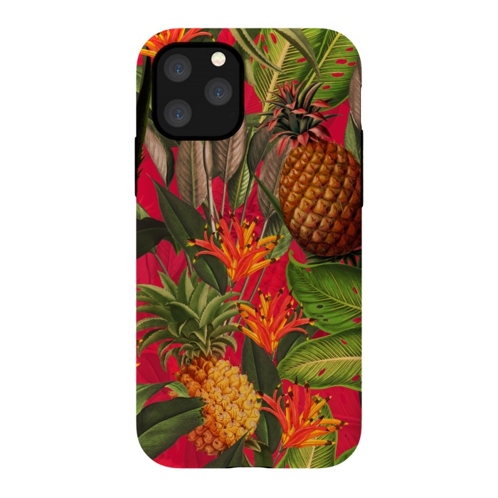 iPhone 11 Pro StrongFit Red Tropical Pineapple Jungle Garden by  Utart