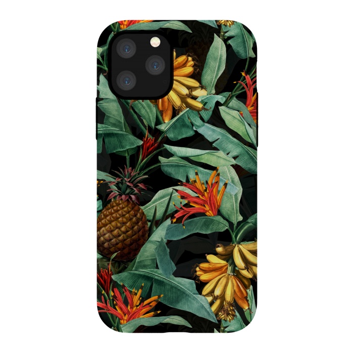 iPhone 11 Pro StrongFit Black Banana and Pinapple Jungle Garden by  Utart