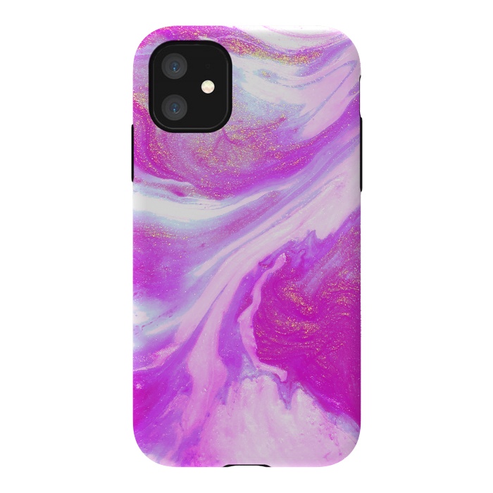 iPhone 11 StrongFit Pink and Gold Shimmer Abstract by Ashley Camille
