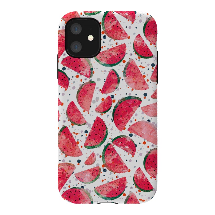 iPhone 11 StrongFit Splattered watermelons playful pattern by Oana 