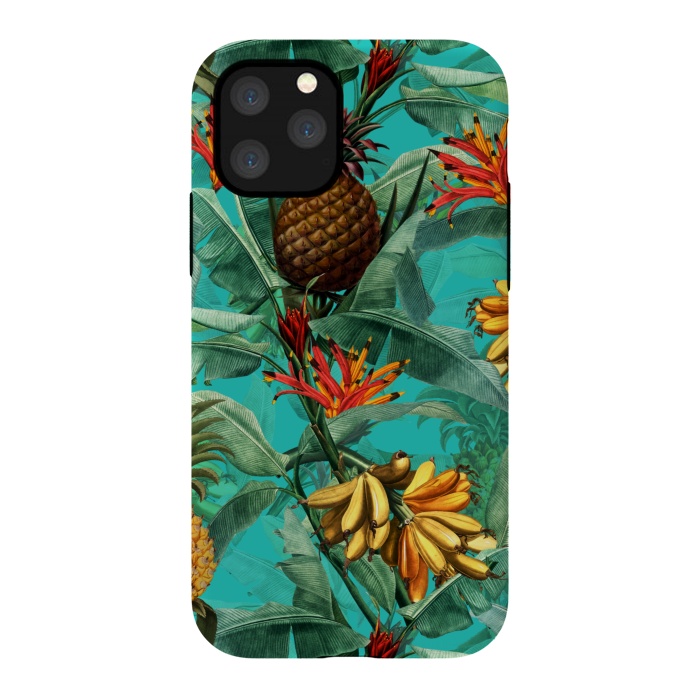iPhone 11 Pro StrongFit Teal Banana and Pinapple Jungle Garden by  Utart
