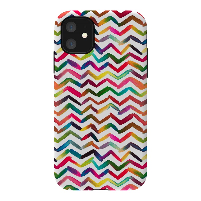 iPhone 11 StrongFit Chevron Stripes Multicolored by Ninola Design