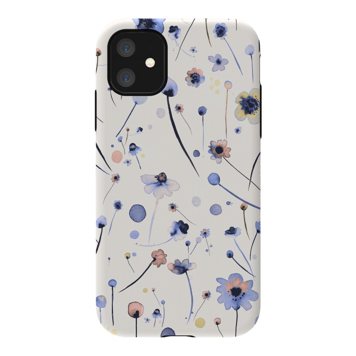 iPhone 11 StrongFit Blue Soft Flowers by Ninola Design