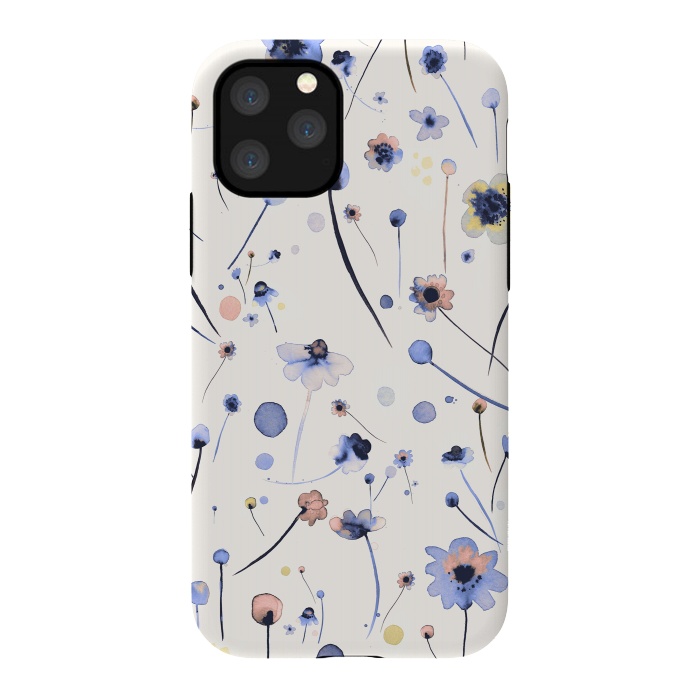 iPhone 11 Pro StrongFit Blue Soft Flowers by Ninola Design
