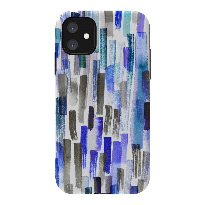 iPhone 11 StrongFit Colorful Brushstrokes Blue by Ninola Design