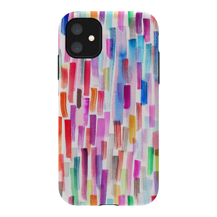 iPhone 11 StrongFit Colorful Brushstrokes  by Ninola Design
