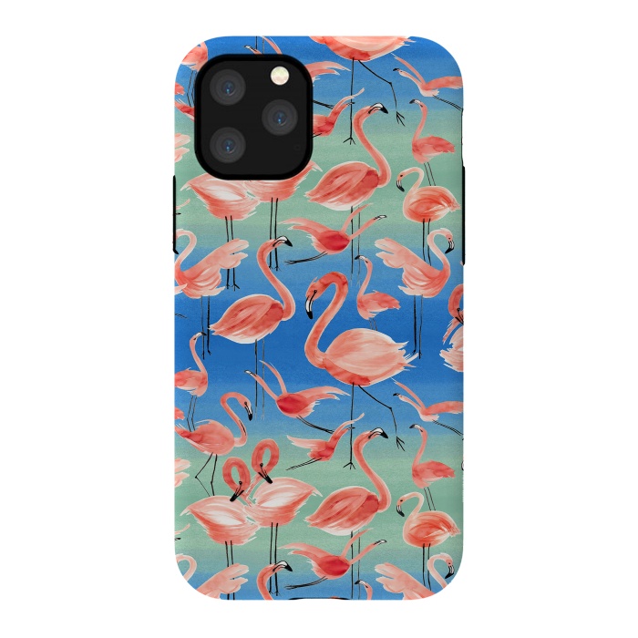 iPhone 11 Pro StrongFit Pink Flamingos by Ninola Design