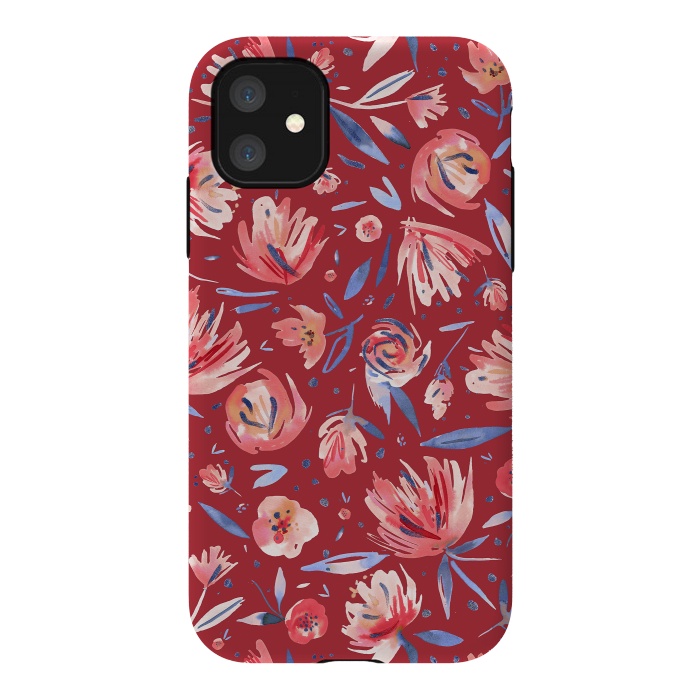 iPhone 11 StrongFit Festival Red Peonies by Ninola Design