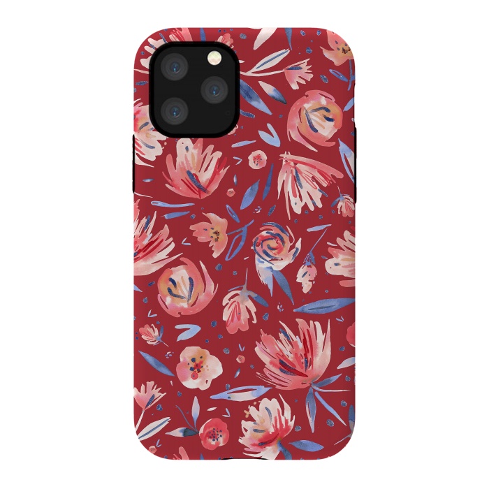 iPhone 11 Pro StrongFit Festival Red Peonies by Ninola Design