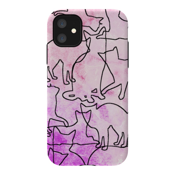 iPhone 11 StrongFit Line art tangled cats by Oana 