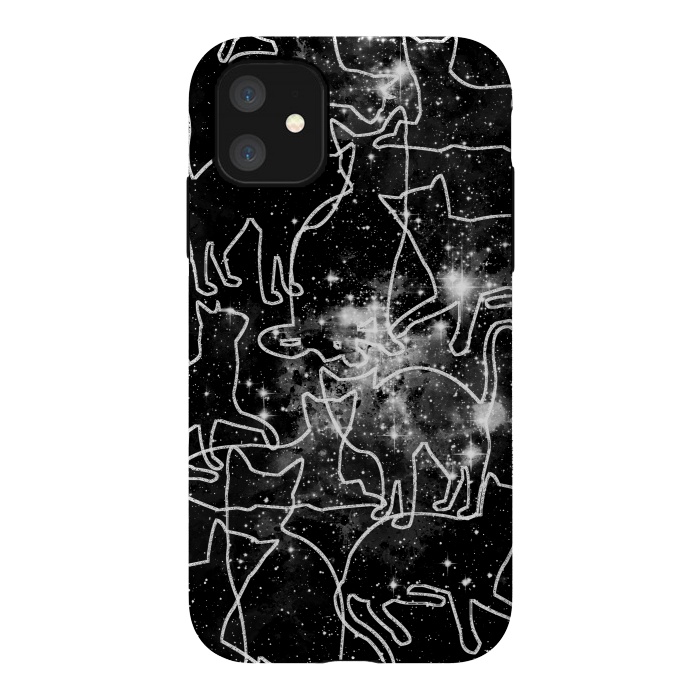 iPhone 11 StrongFit Cats in space astrology minimal pattern by Oana 