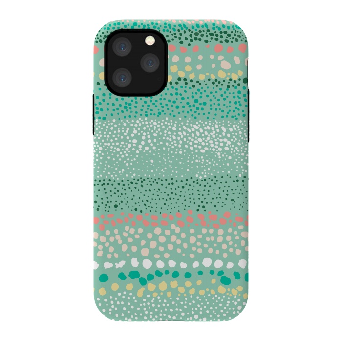 iPhone 11 Pro StrongFit Little Textured Dots Green by Ninola Design