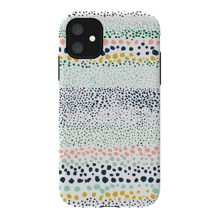 iPhone 11 StrongFit Little Textured Dots White by Ninola Design