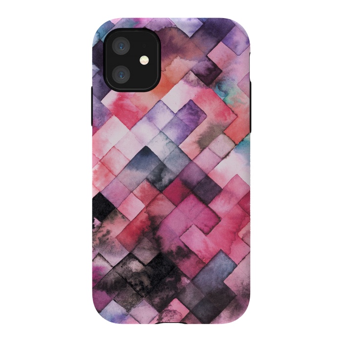 iPhone 11 StrongFit Moody Geometry Pink by Ninola Design