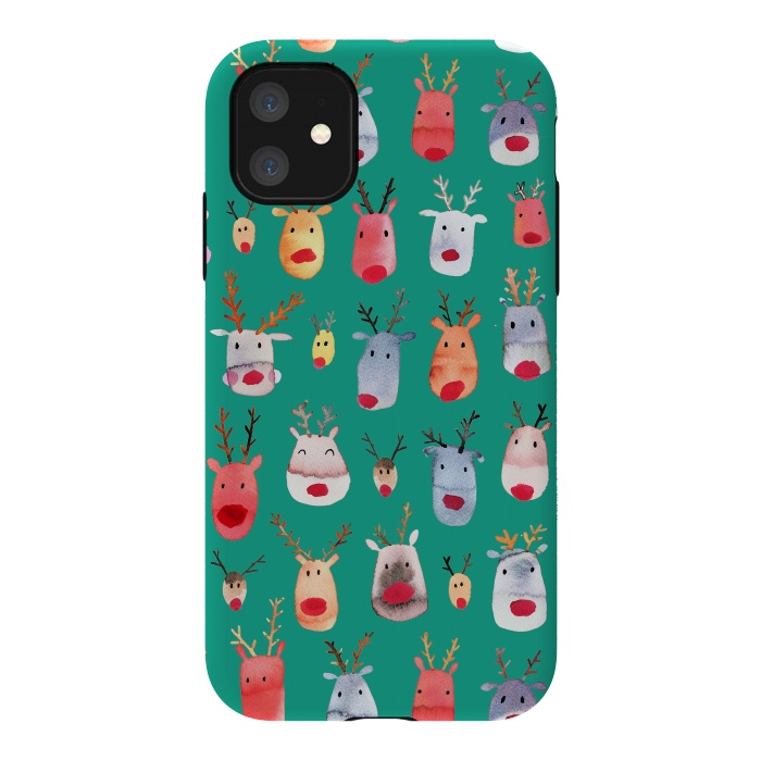 iPhone 11 StrongFit Christmas Winter Rudolph Reindeer by Ninola Design