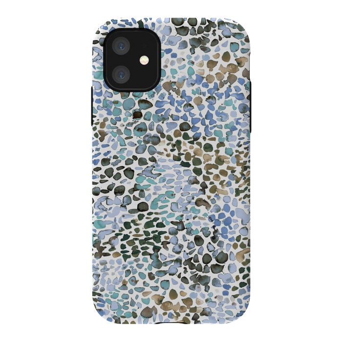 iPhone 11 StrongFit Blue Specked Watercolor by Ninola Design