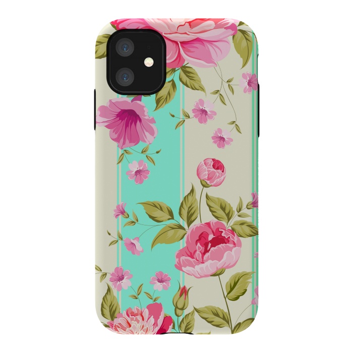 iPhone 11 StrongFit stripes floral print by MALLIKA