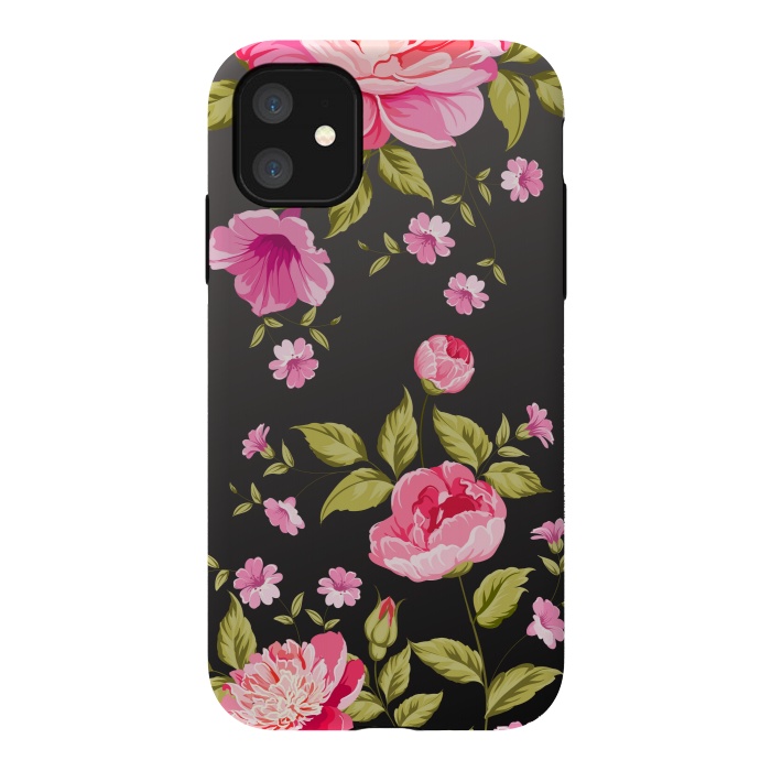 iPhone 11 StrongFit pink flowers by MALLIKA