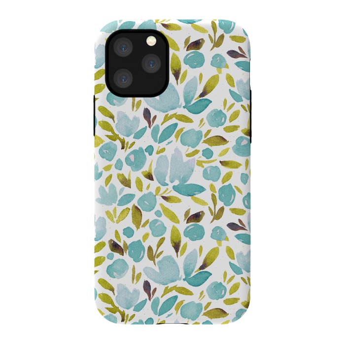 iPhone 11 Pro StrongFit Watercolor Blue Flowers by Allgirls Studio