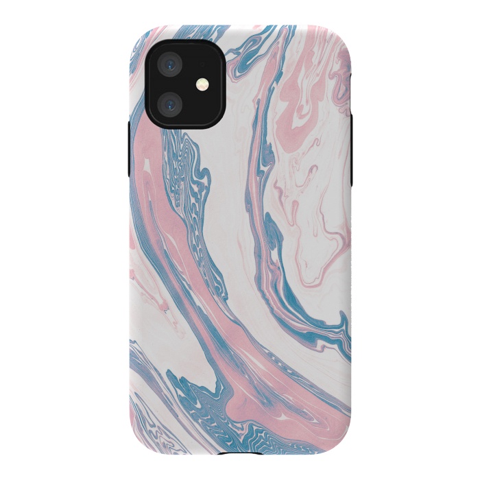 iPhone 11 StrongFit Blush and Dusty Blue Marble by Allgirls Studio