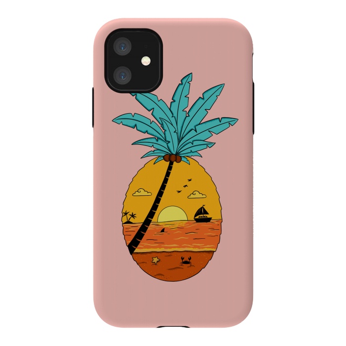 iPhone 11 StrongFit Pineapple Nature pink by Coffee Man