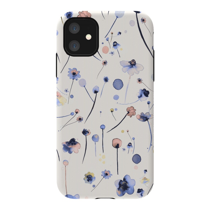 iPhone 11 StrongFit Soft Flowers Blue by Ninola Design