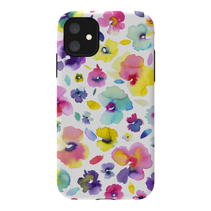 iPhone 11 StrongFit Watercolor Tropical Flowers by Ninola Design