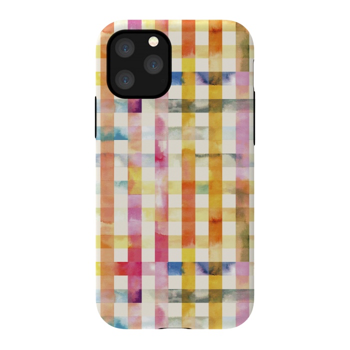 iPhone 11 Pro StrongFit Vichy Gingham Watercolor Yellow by Ninola Design