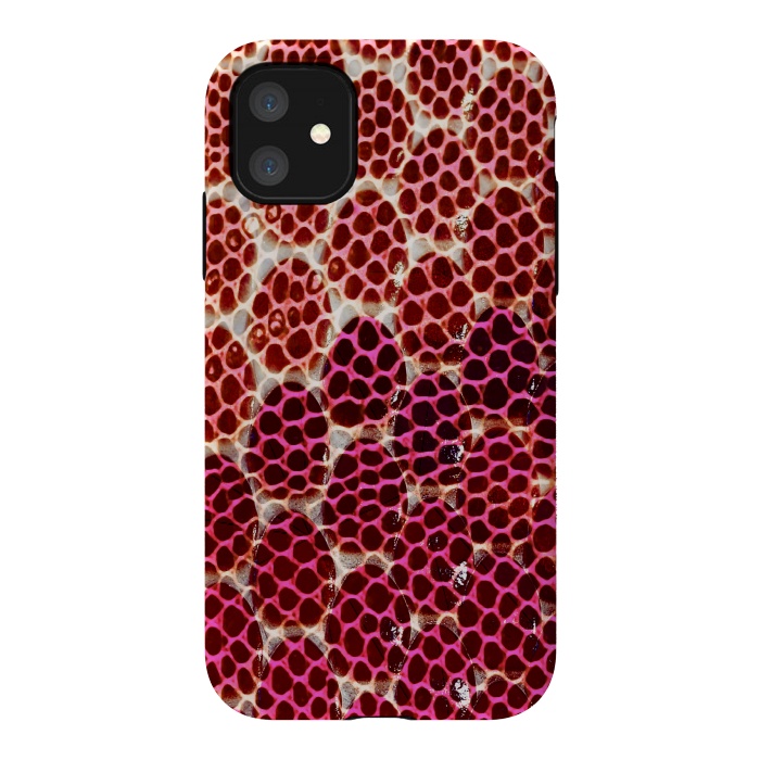 iPhone 11 StrongFit Pink Snake skin scales by Oana 