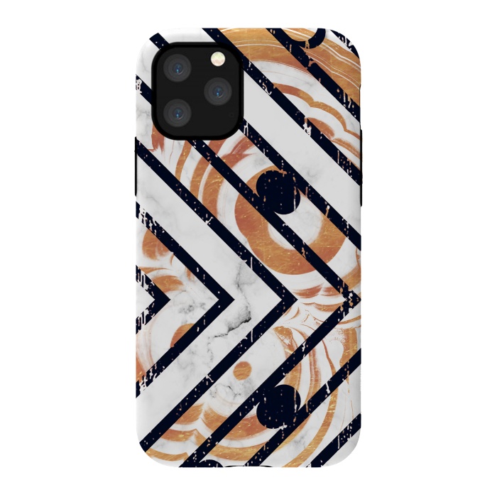iPhone 11 Pro StrongFit Geometric white gold marble stripes by Oana 