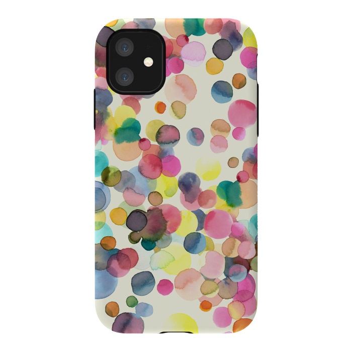 iPhone 11 StrongFit Watercolor Colorful Dots by Ninola Design
