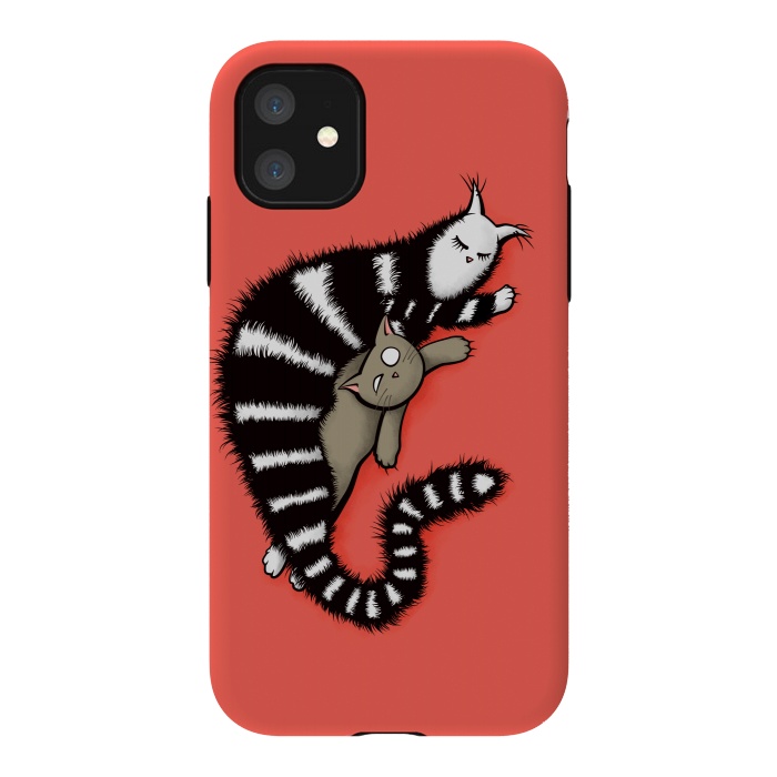 iPhone 11 StrongFit Cat Mother Protects Her Kitty Child by Boriana Giormova