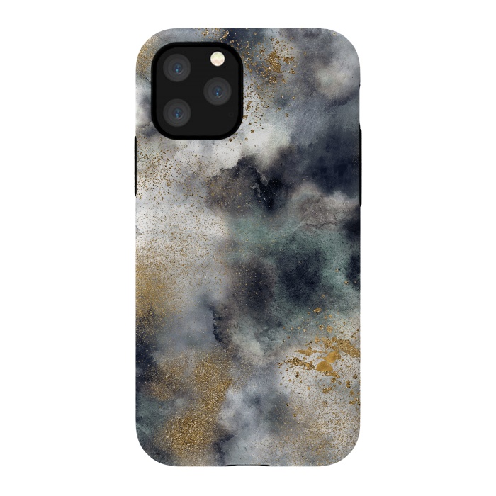 iPhone 11 Pro StrongFit Marble Watercolor Dark Clouds by Ninola Design