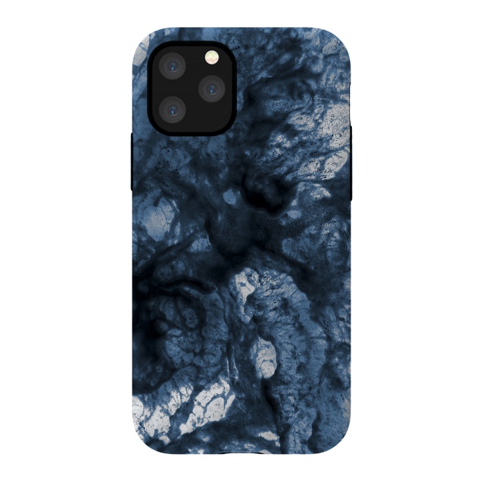 iPhone 11 Pro StrongFit Abstract Indigo Smoke Marble by Ninola Design