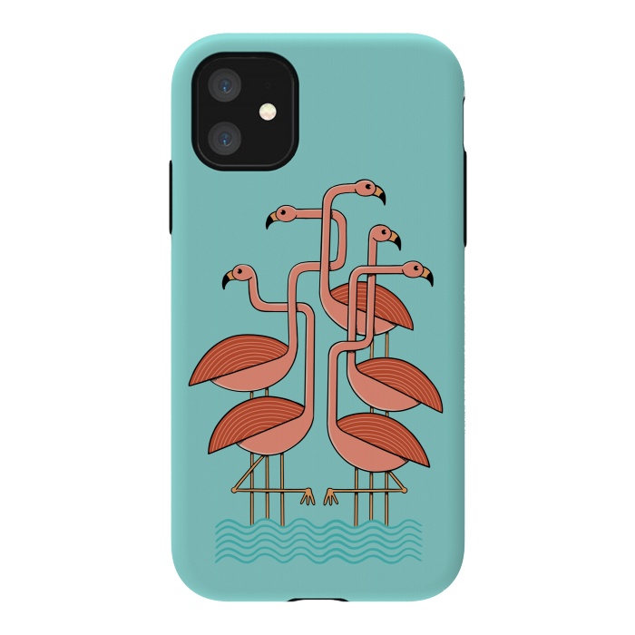 iPhone 11 StrongFit Flamingos by Coffee Man