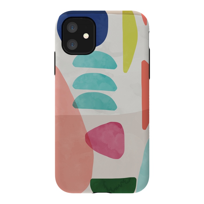 iPhone 11 StrongFit Organic Bold Shapes Watercolor by Ninola Design