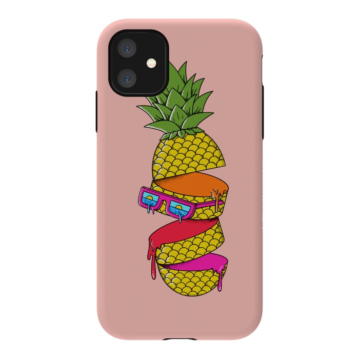 iPhone 11 StrongFit Pineapple Colors Pink by Coffee Man