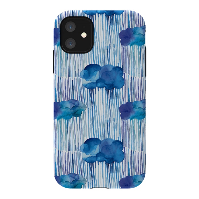 iPhone 11 StrongFit Raining Blue Clouds by Ninola Design
