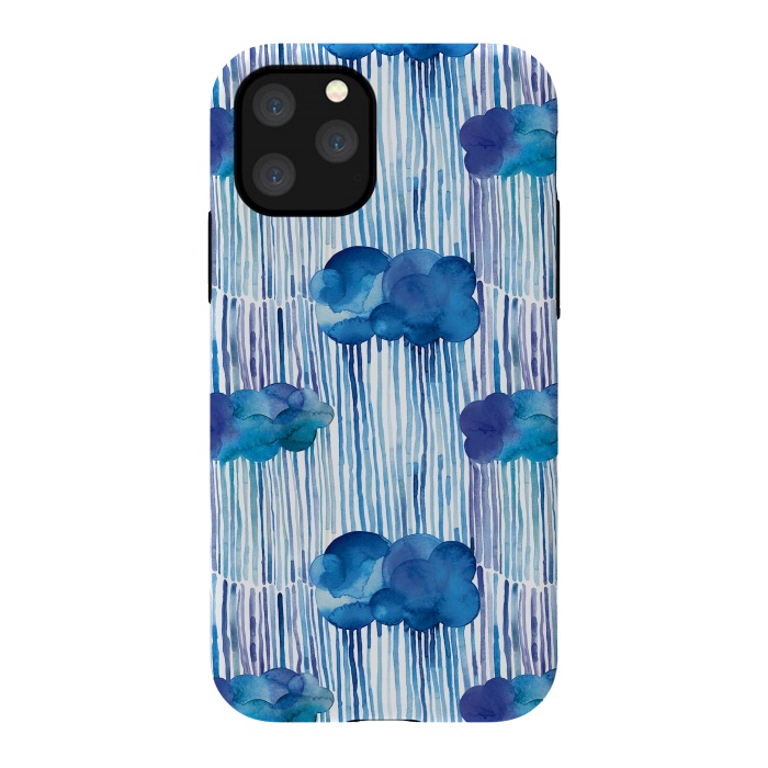 iPhone 11 Pro StrongFit Raining Blue Clouds by Ninola Design