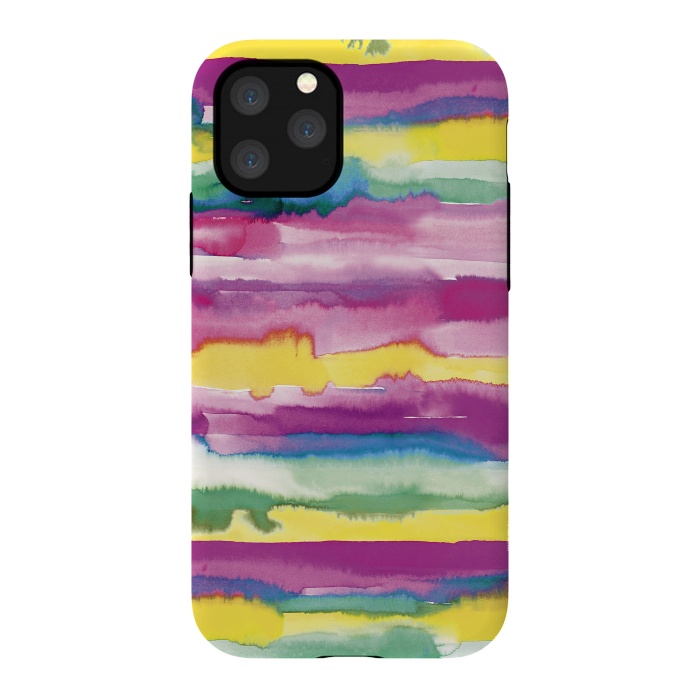iPhone 11 Pro StrongFit Gradient Tropical Watercolor Lines by Ninola Design